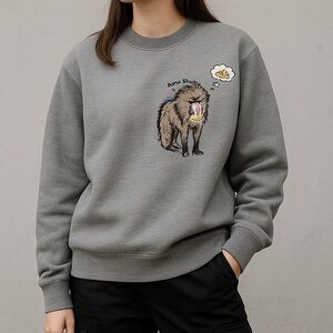 Acne Studios “Baboon” Embroidered Sweatshirt — Grey, Unisex, Rare Graphic S
